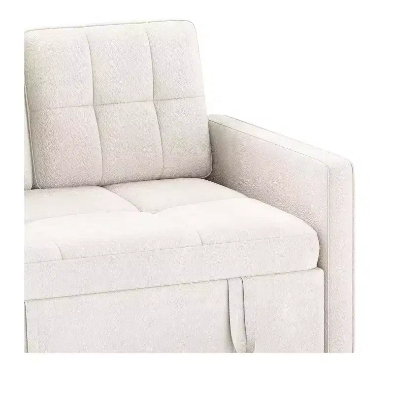 Balconera 3 In 1 Fabric Futon Couches Reclining Backrest Convertible Sofa Bed Loveseat Sleeper Pull Out Couch with Side Storage Bag for Small Spaces