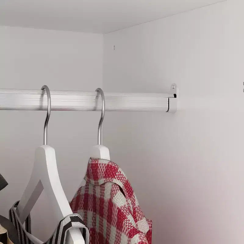 Famapy Double-Door Wardrobe with Drawer Armoire: Hanging Rod + Smooth Hinges Space-Saving Clothing Organizer for Bedrooms