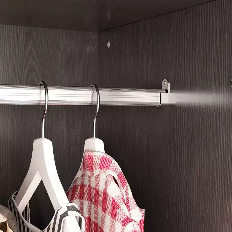 Famapy Double-Door Wardrobe with Drawer Armoire: Hanging Rod + Smooth Hinges Space-Saving Clothing Organizer for Bedrooms