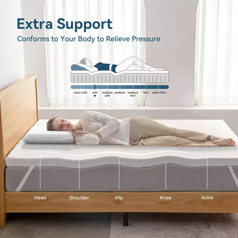 Dyonery 3 Cooling Gel Memory Foam Mattress Topper High-Density, Breathable with Removable Cover, Back Pain Relief, Twin & Queen Sizes