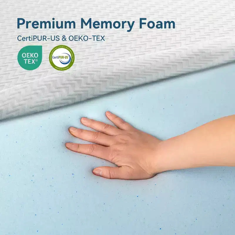Dyonery 3 Cooling Gel Memory Foam Mattress Topper High-Density, Breathable with Removable Cover, Back Pain Relief, Twin & Queen Sizes