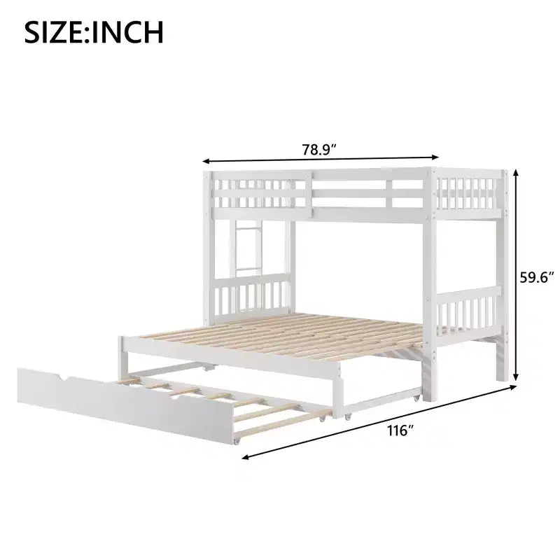 GDFStudio Dominguez Wood Twin over Pull-out Bunk Bed with Trundle