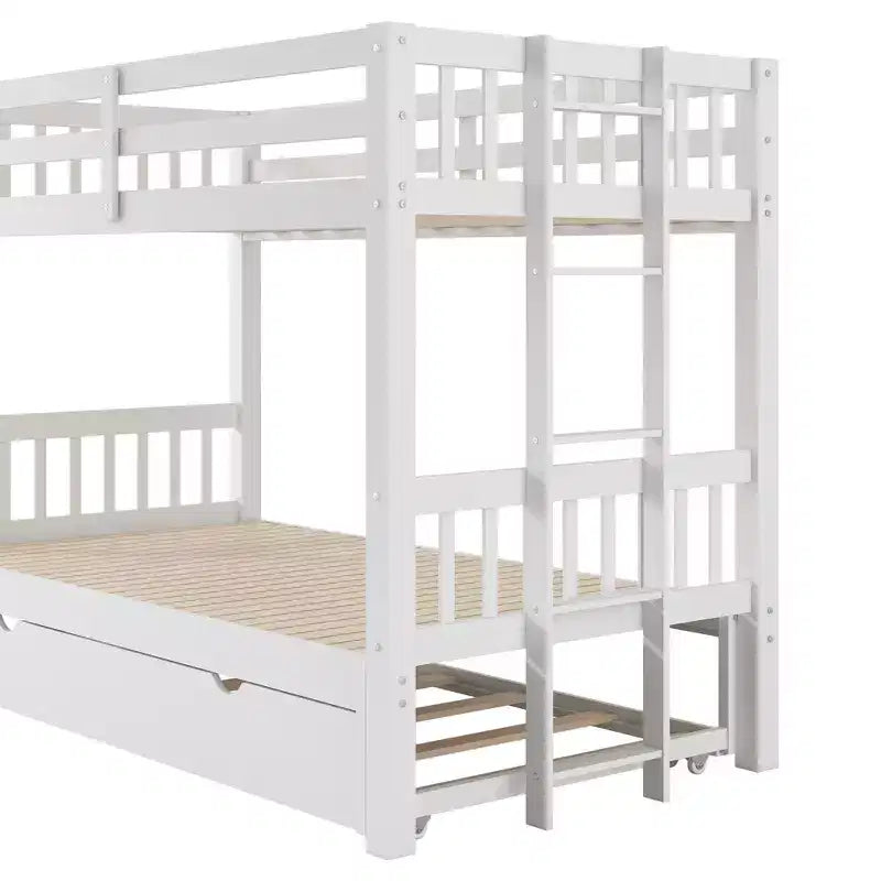 GDFStudio Dominguez Wood Twin over Pull-out Bunk Bed with Trundle