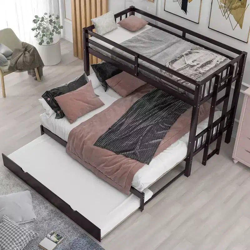 GDFStudio Dominguez Wood Twin over Pull-out Bunk Bed with Trundle
