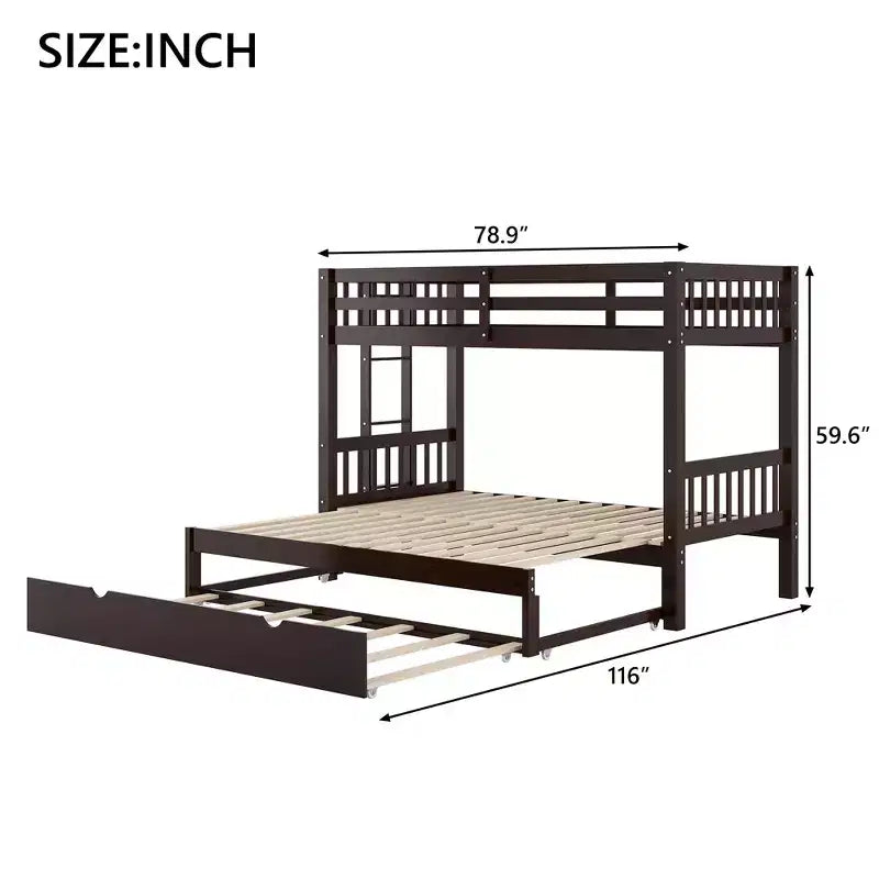 GDFStudio Dominguez Wood Twin over Pull-out Bunk Bed with Trundle