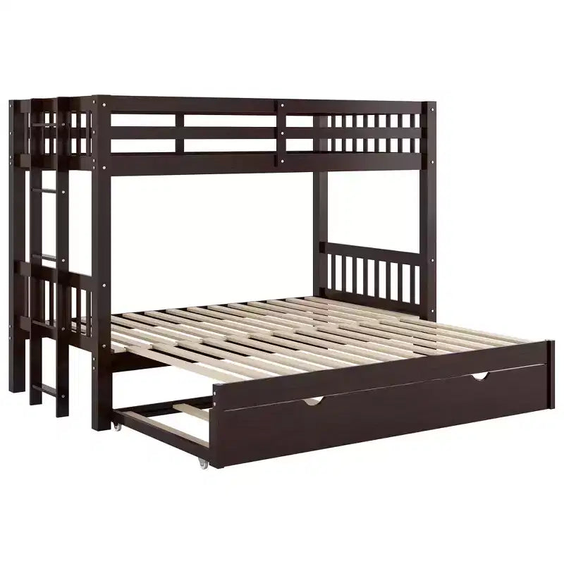 GDFStudio Dominguez Wood Twin over Pull-out Bunk Bed with Trundle
