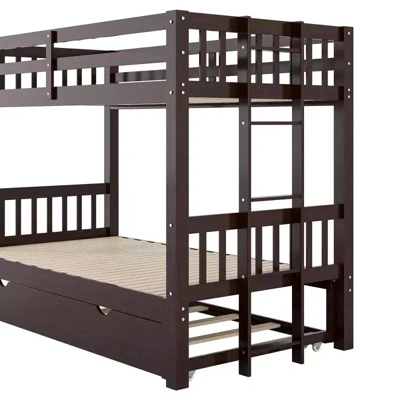 GDFStudio Dominguez Wood Twin over Pull-out Bunk Bed with Trundle