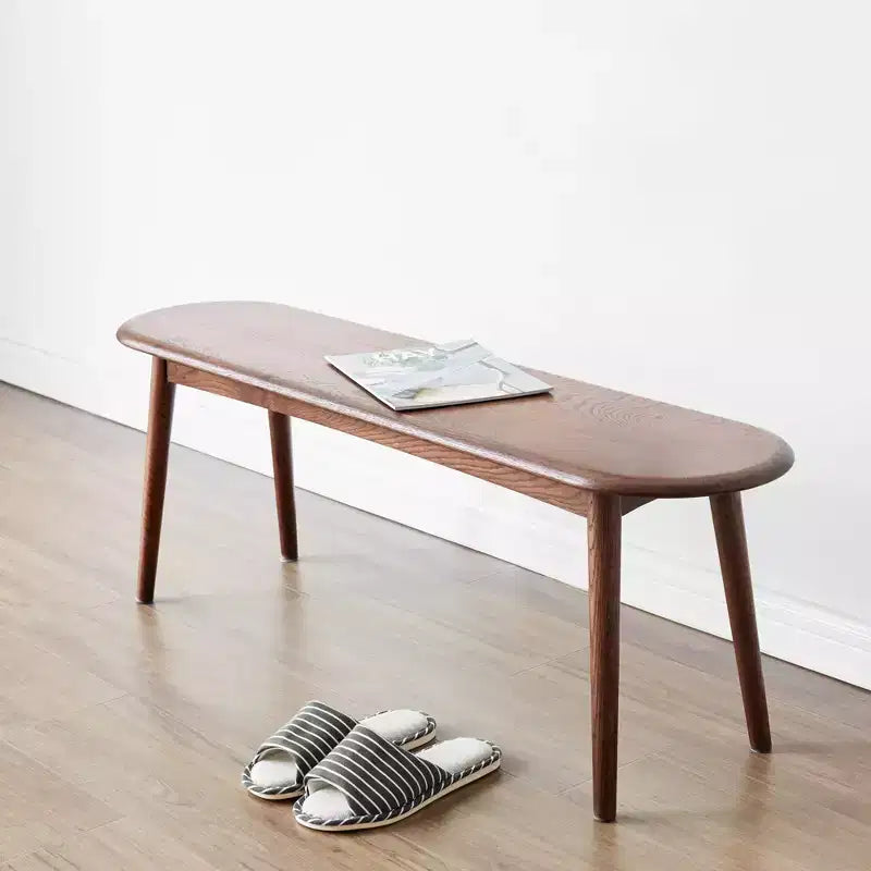 MAYEERTY Solid Oak Wood Bench - Half-Round Design for Dining Room, Living Room & Entryway