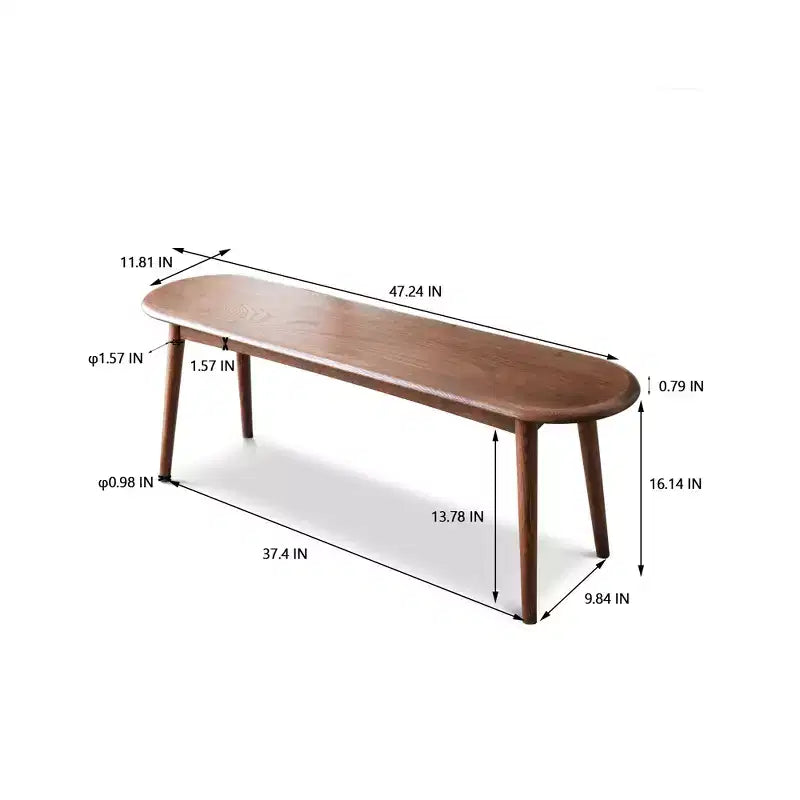 MAYEERTY Solid Oak Wood Bench - Half-Round Design for Dining Room, Living Room & Entryway