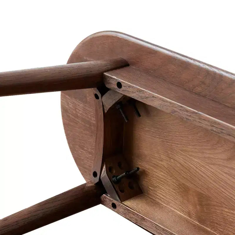 MAYEERTY Solid Oak Wood Bench - Half-Round Design for Dining Room, Living Room & Entryway