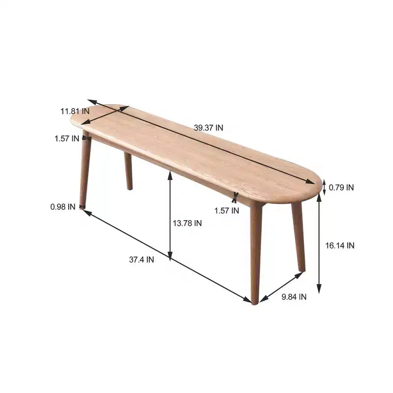 MAYEERTY Solid Oak Wood Bench - Half-Round Design for Dining Room, Living Room & Entryway