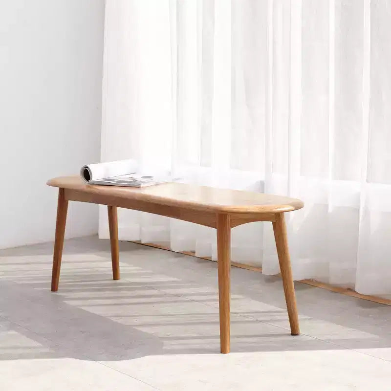 MAYEERTY Solid Oak Wood Bench - Half-Round Design for Dining Room, Living Room & Entryway