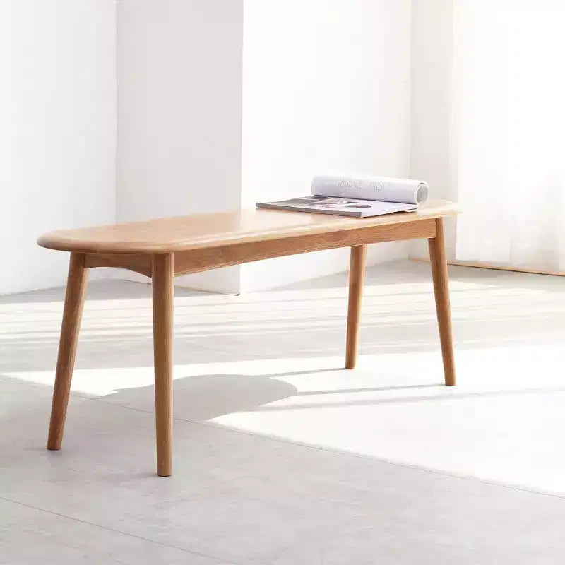 MAYEERTY Solid Oak Wood Bench - Half-Round Design for Dining Room, Living Room & Entryway