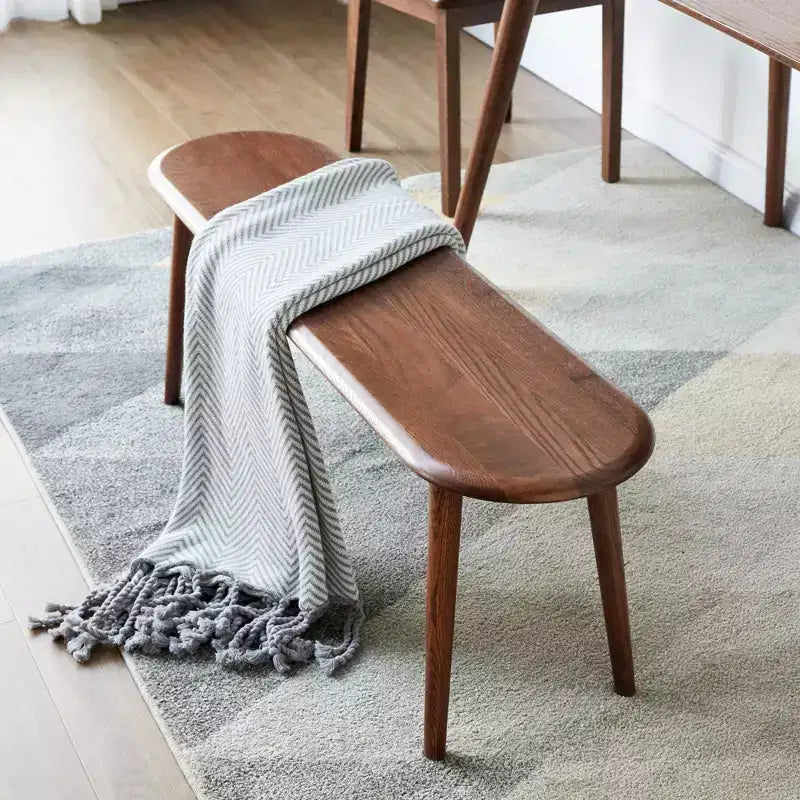 MAYEERTY Solid Oak Wood Bench - Half-Round Design for Dining Room, Living Room & Entryway