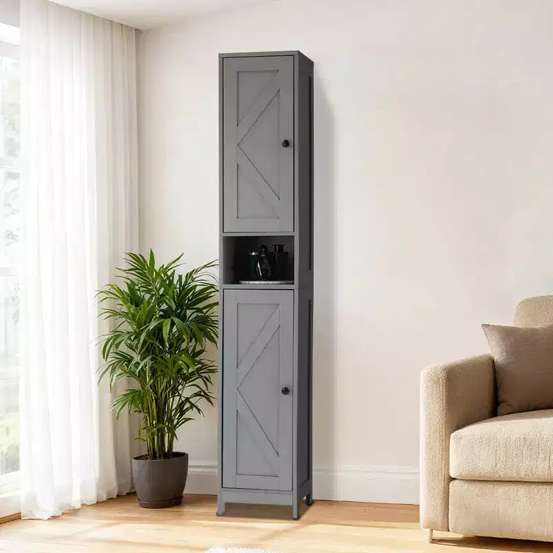 66.9 Inch Tall Narrow Bathroom Storage Cabinet, Freestanding Organizer with Adjustable Shelves, Water Resistant Design for Bathroom, Kitchen, Hallway