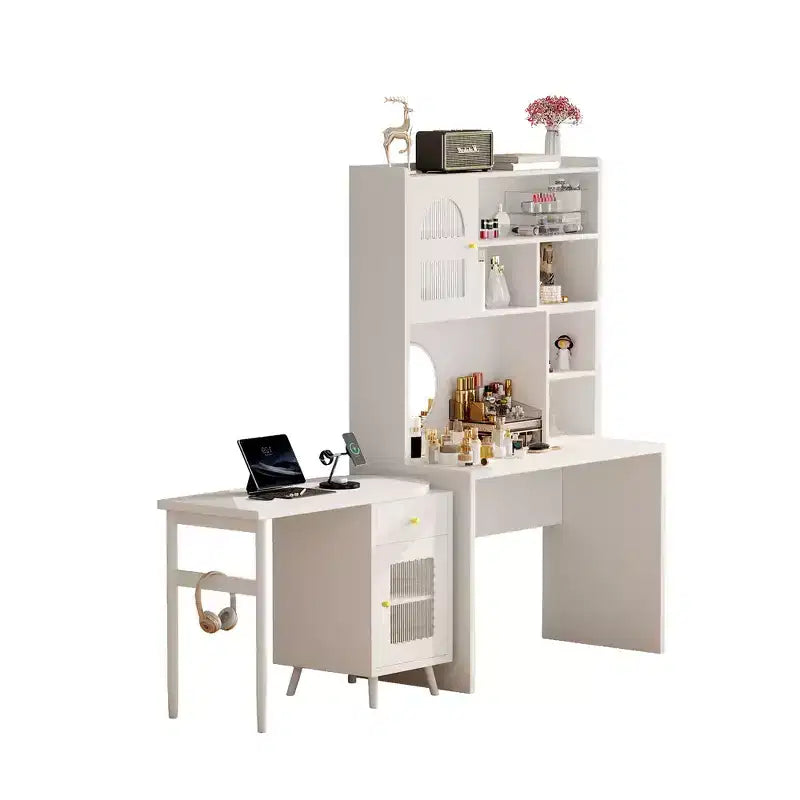Whisen Computer Desk, Office Desk, Gaming Desk, Writing Desk & Work Desk with 90 Degree Rotating Desktop, Drawer, Shelves and Cabinets