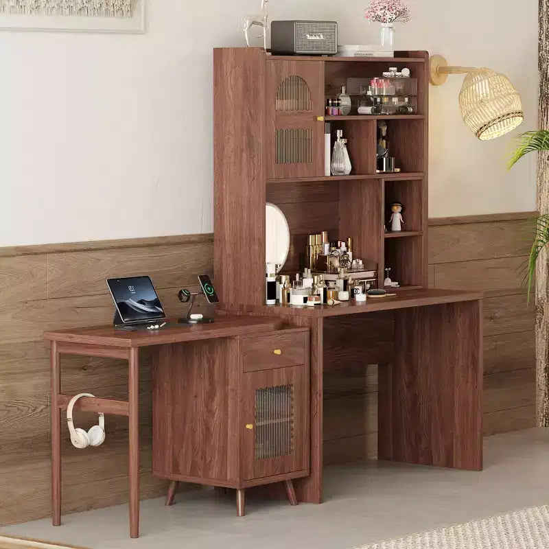 Whisen Computer Desk, Office Desk, Gaming Desk, Writing Desk & Work Desk with 90 Degree Rotating Desktop, Drawer, Shelves and Cabinets