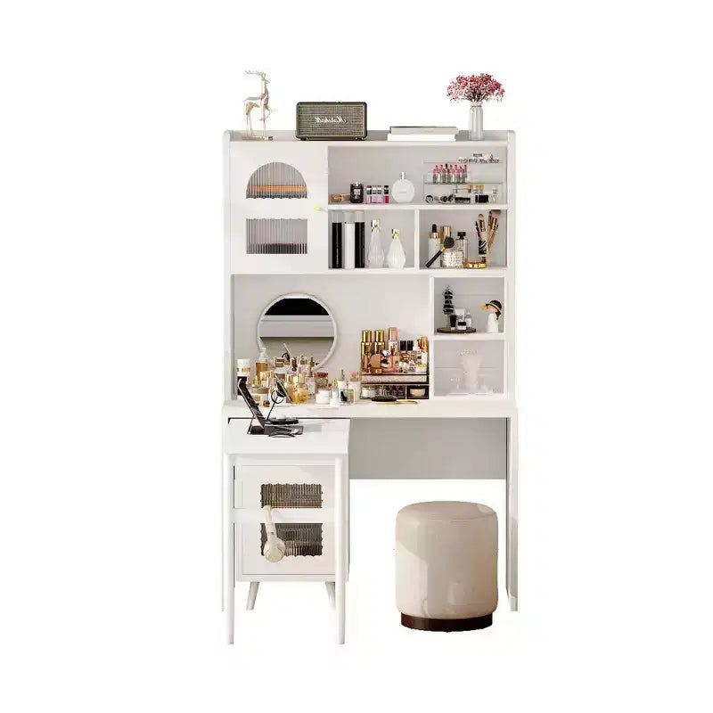Whisen Computer Desk, Office Desk, Gaming Desk, Writing Desk & Work Desk with 90 Degree Rotating Desktop, Drawer, Shelves and Cabinets