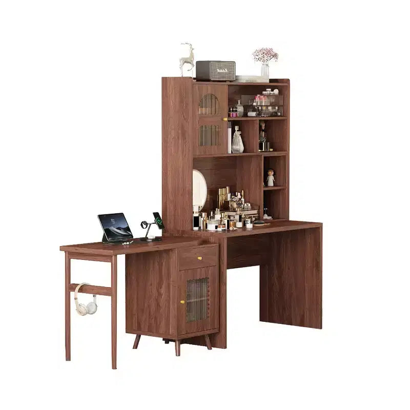 Whisen Computer Desk, Office Desk, Gaming Desk, Writing Desk & Work Desk with 90 Degree Rotating Desktop, Drawer, Shelves and Cabinets