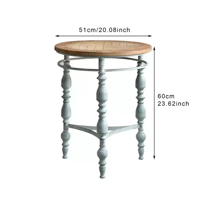 GDFStudio Ashton 31.5 Wooden Carved Rustic Round Coffee Table with Metal Leg