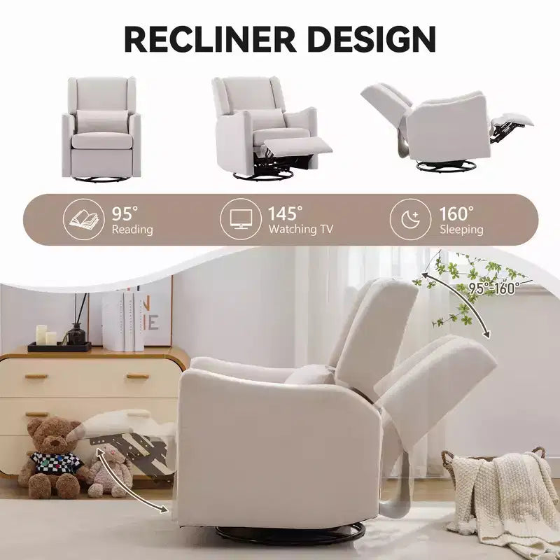 GDFStudio Nora 29.5'' Wingback Swivel Rocker Recliner Chair