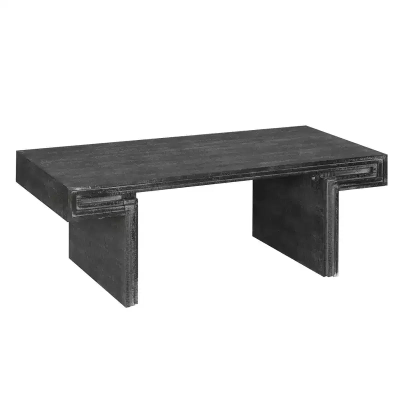 Homy Casa American Vintage Industrial Coffee Table with Double-Tier Storage for Living Room and Office