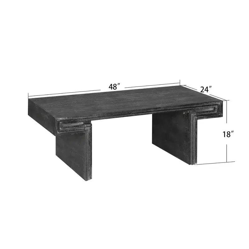 Homy Casa American Vintage Industrial Coffee Table with Double-Tier Storage for Living Room and Office