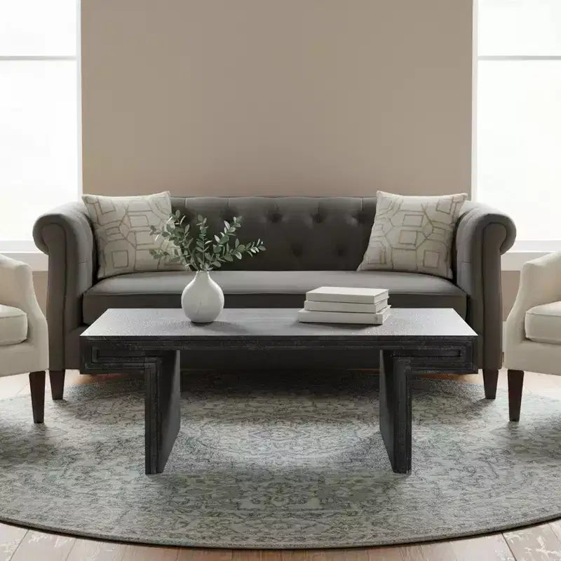 Homy Casa American Vintage Industrial Coffee Table with Double-Tier Storage for Living Room and Office