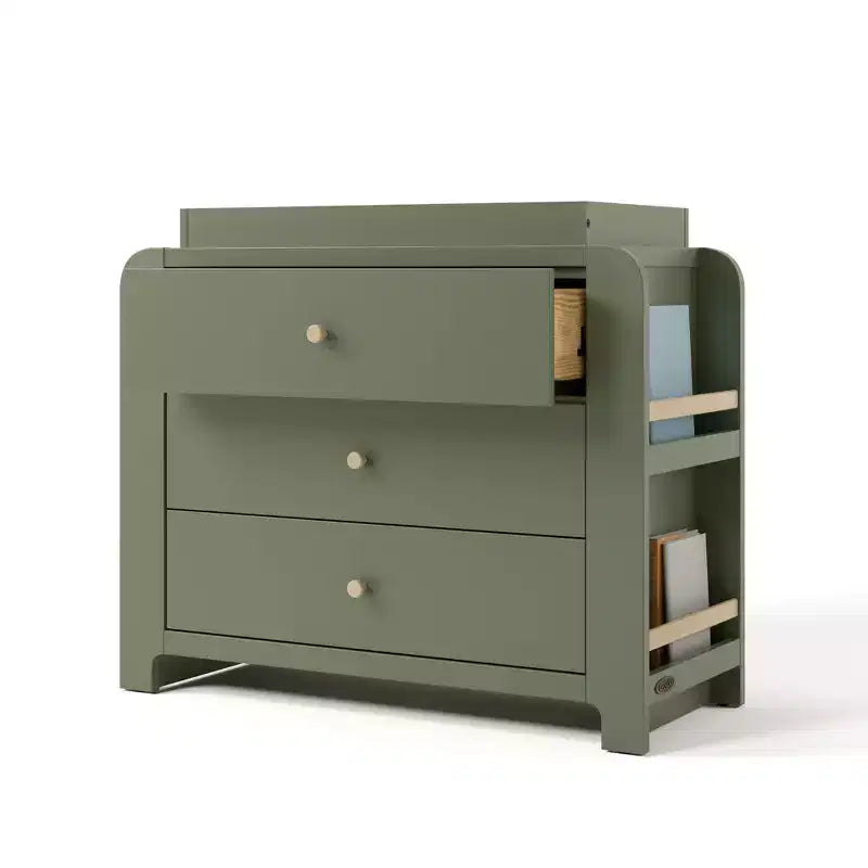 Graco Read-with-Me 3 Drawer Chest with Bookshelves and Removable Changing Topper