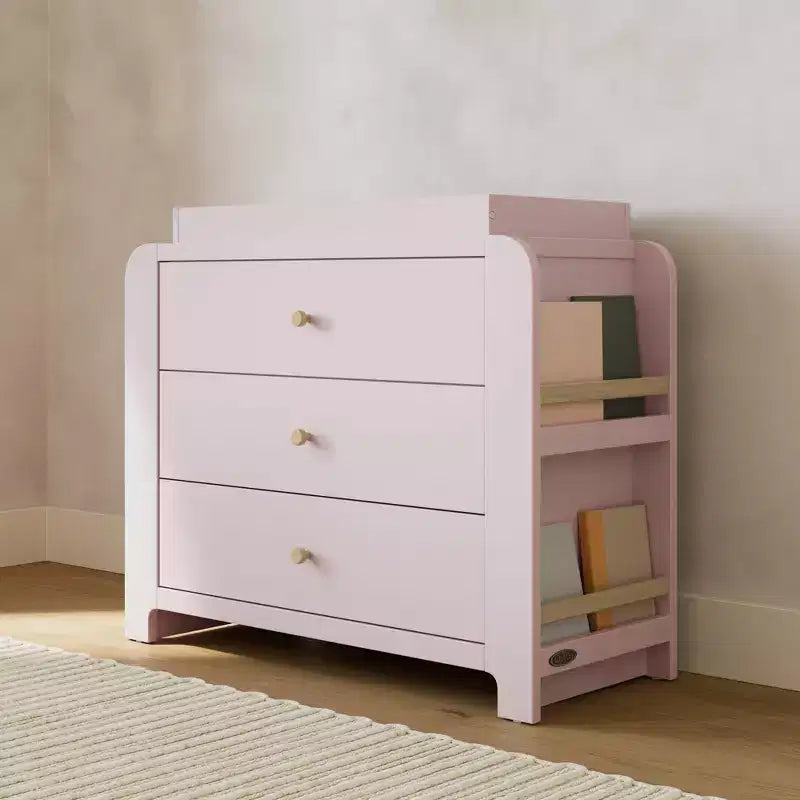Graco Read-with-Me 3 Drawer Chest with Bookshelves and Removable Changing Topper