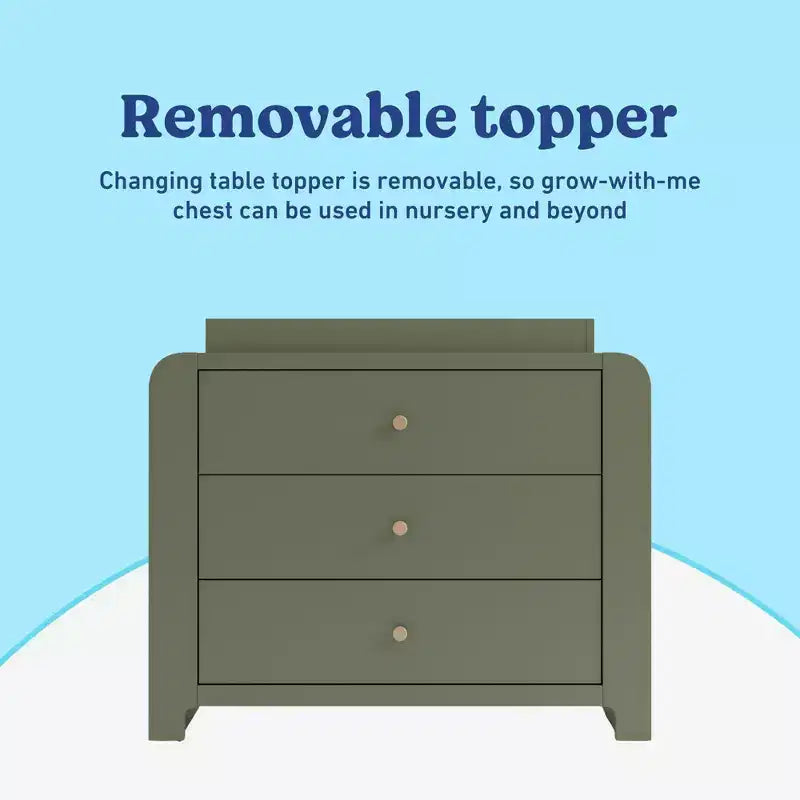Graco Read-with-Me 3 Drawer Chest with Bookshelves and Removable Changing Topper