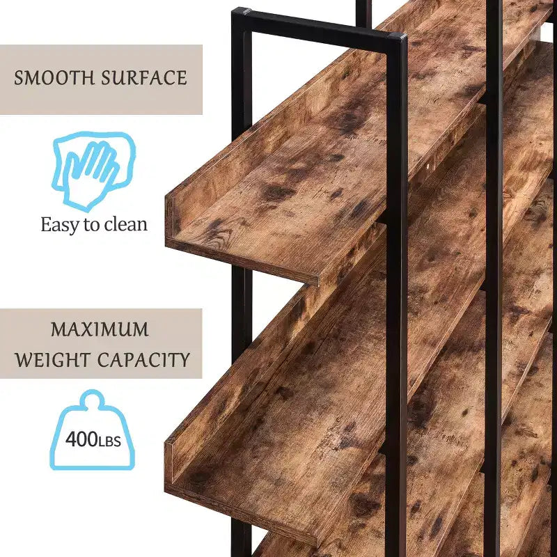 GDFStudio Betty Industrial 5-Tier Wood Bookcase with Open Shelves and Metal Frame