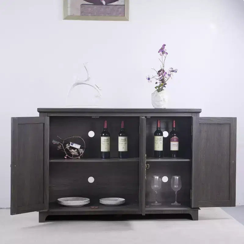 GDFStudio Saki 49.33'' Wooden Sideboard Cabinet with 3 Acrylic Mirrored Doors and Adjustable Shelf