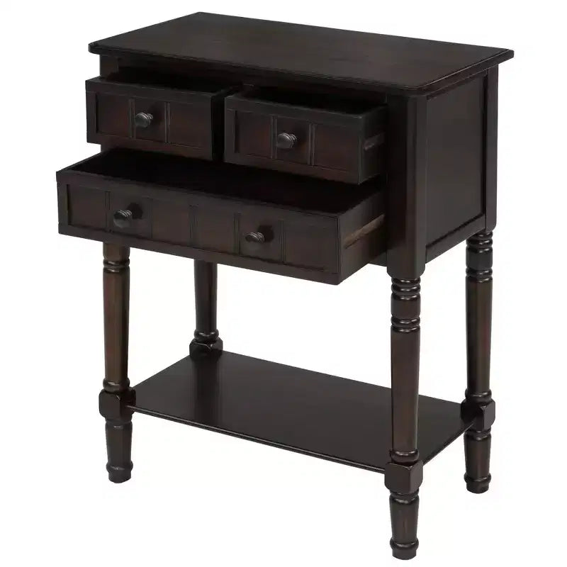 TUYOHW 23.7 Console Table with 3 Drawers,Solid Wood Entryway Table with Bottom Shelf,Rustic Sofa Table for Hallway,Entryway,Living Room,Bedroom