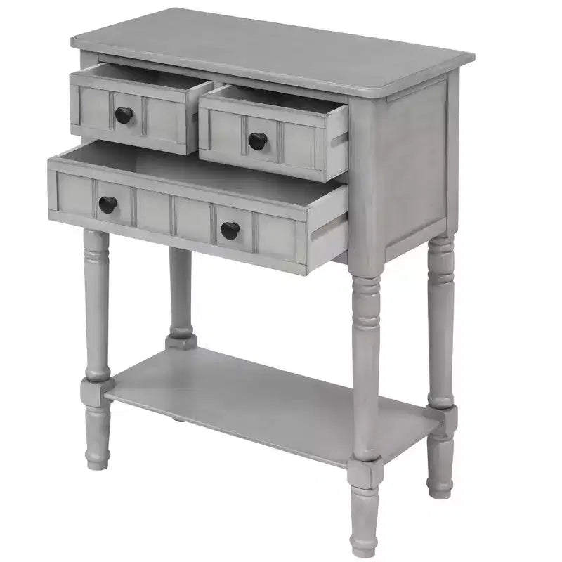 TUYOHW 23.7 Console Table with 3 Drawers,Solid Wood Entryway Table with Bottom Shelf,Rustic Sofa Table for Hallway,Entryway,Living Room,Bedroom