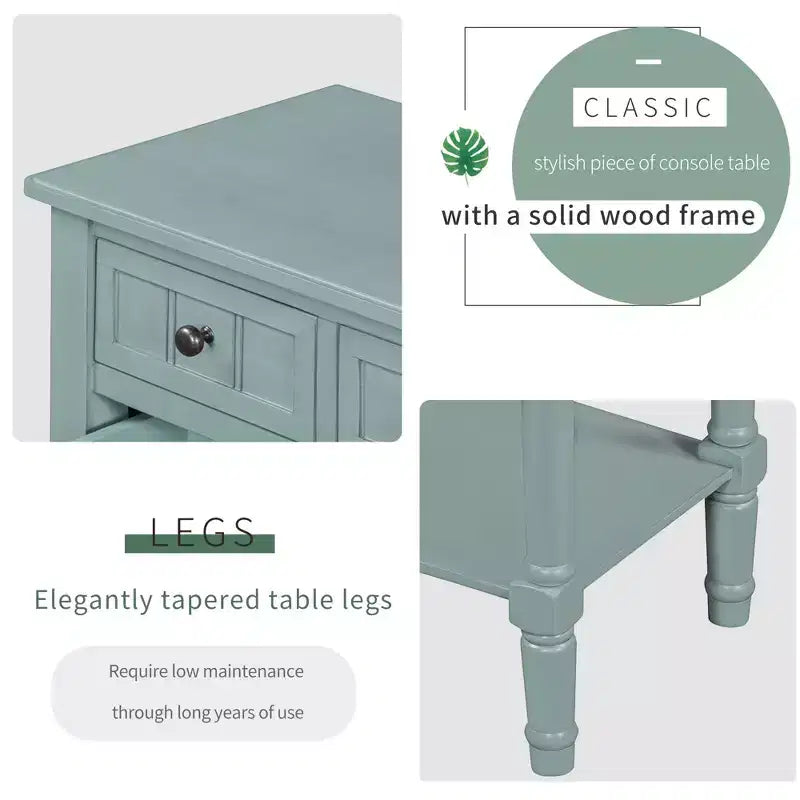 TUYOHW 23.7 Console Table with 3 Drawers,Solid Wood Entryway Table with Bottom Shelf,Rustic Sofa Table for Hallway,Entryway,Living Room,Bedroom