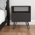 HomeRoots 22 Black Wood One Drawer Nightstand