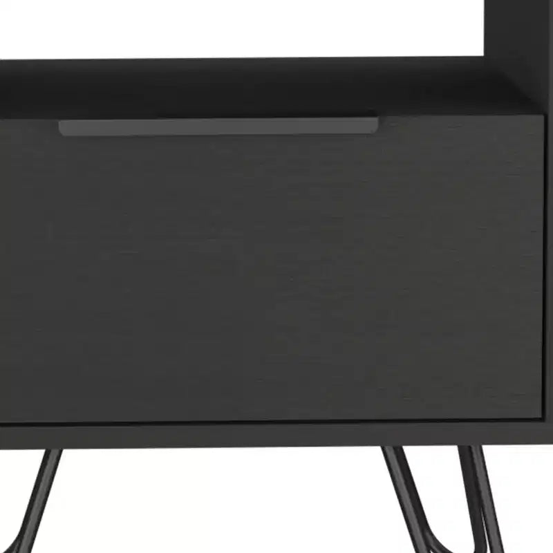 HomeRoots 22 Black Wood One Drawer Nightstand