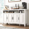 Amada Buffet Cabinet with Storage, 55 In Large Sideboard Storage Cabinet with Adjustable Shelves, 4 Doors, Modern Farmhouse Coffee Bar Cabinet, White