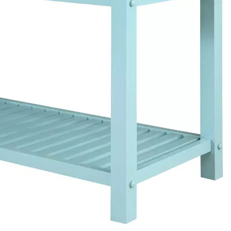 Breighton Home Designs2Go 3 Tier Butcher Block Kitchen Prep Island with Drawer in Sea Foam Blue/Butcher Block