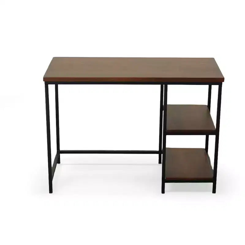 Carolina Living Flynn Desk Chestnut/Black: Adult Assembly, Metal Frame, Wood Surface, Open Storage Shelf