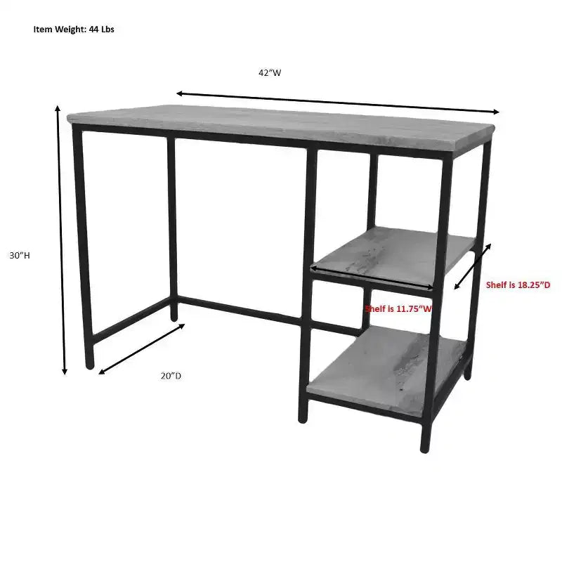 Carolina Living Flynn Desk Chestnut/Black: Adult Assembly, Metal Frame, Wood Surface, Open Storage Shelf