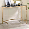 Burwick Writing Desk with Glass Top Gold - miBasics: Steel Frame, 30.75" Height, 44" Width