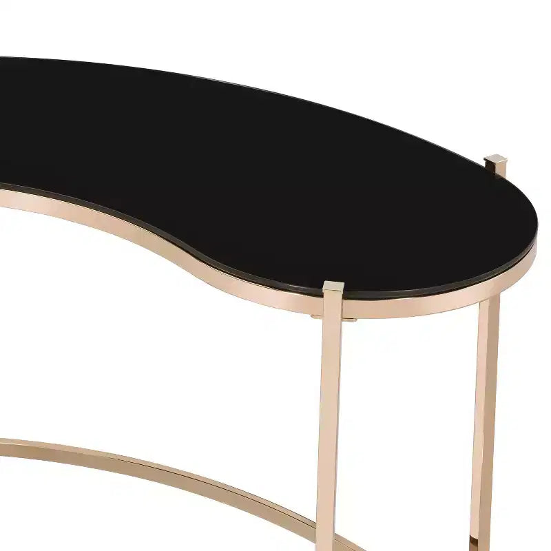 Burwick Writing Desk with Glass Top Gold - miBasics: Steel Frame, 30.75" Height, 44" Width