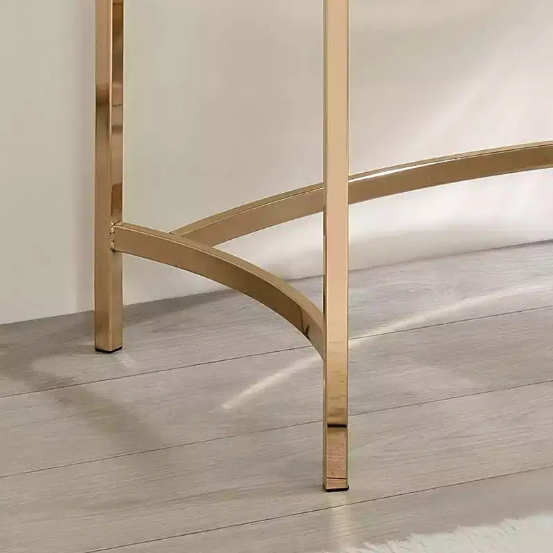 Burwick Writing Desk with Glass Top Gold - miBasics: Steel Frame, 30.75" Height, 44" Width