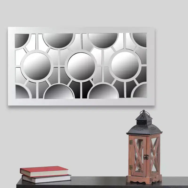 Northlight 25.25 White Framed Rectangular Geometric Mirror Wall Decor