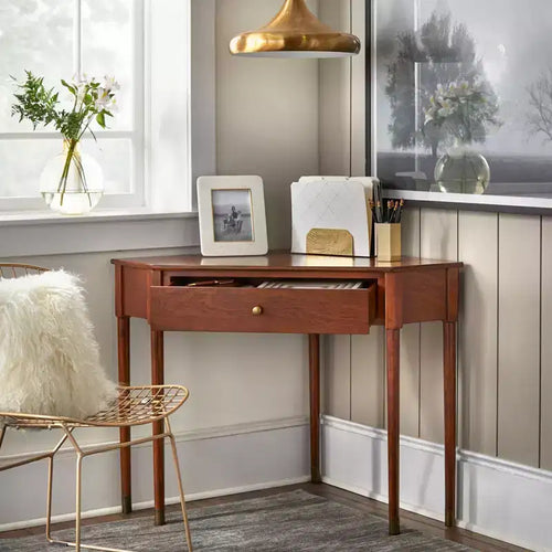 Lifestorey 1 Drawer Mesa Mid-Century Modern Corner Desk