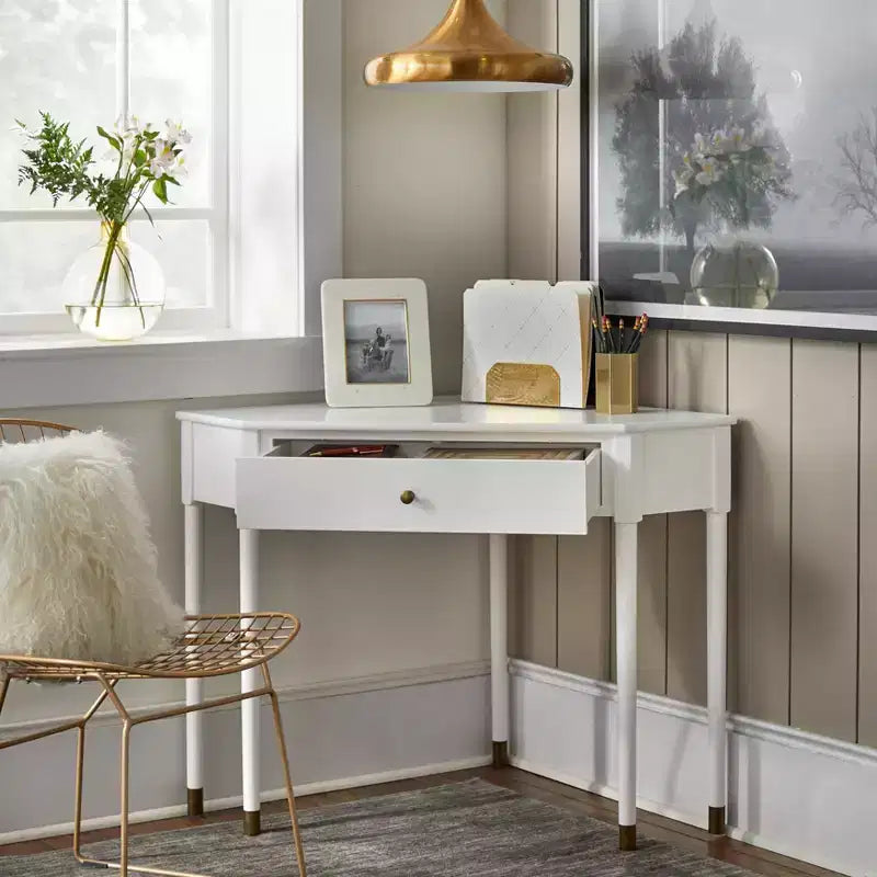 Lifestorey 1 Drawer Mesa Mid-Century Modern Corner Desk