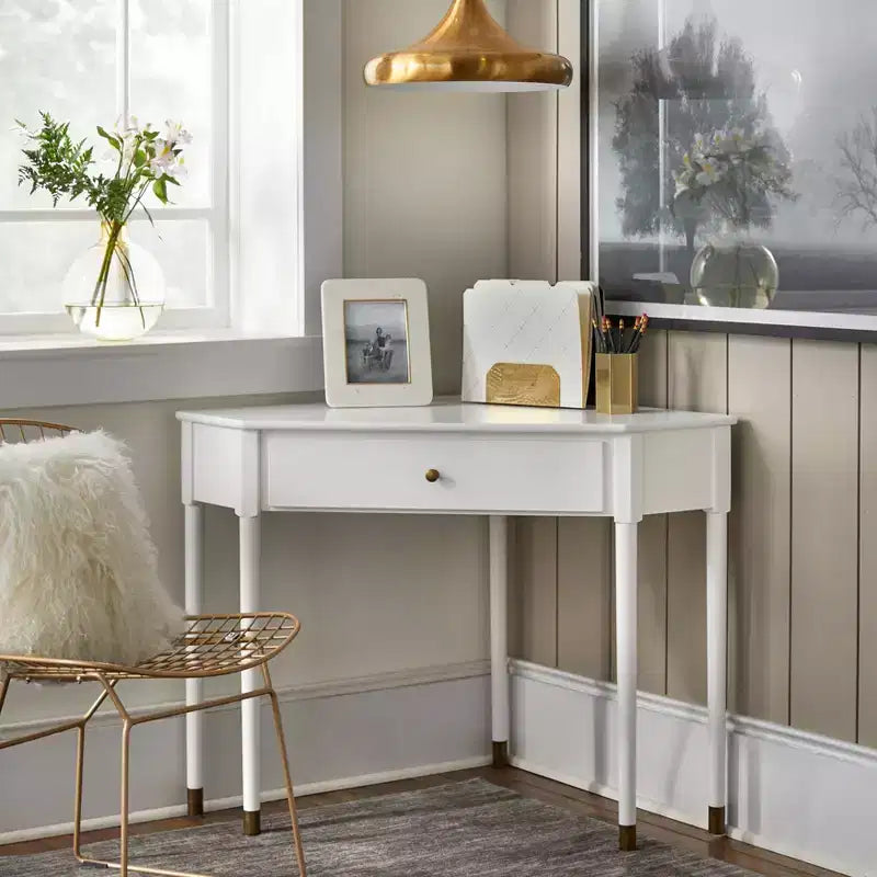 Lifestorey 1 Drawer Mesa Mid-Century Modern Corner Desk
