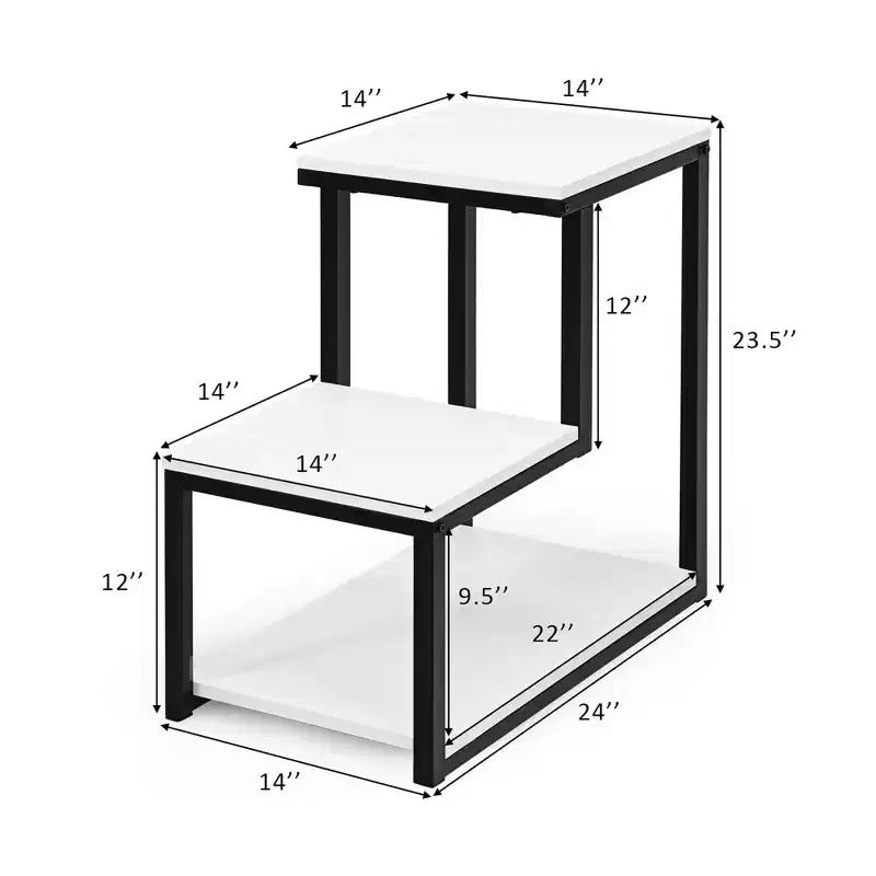 Costway 3-Tier End Table Sofa Side Table Night Stand W/ Shelf for Living Room White